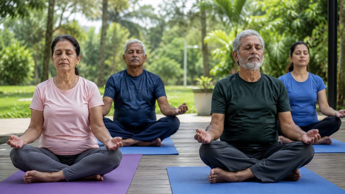 Group yoga practice for diabetes support